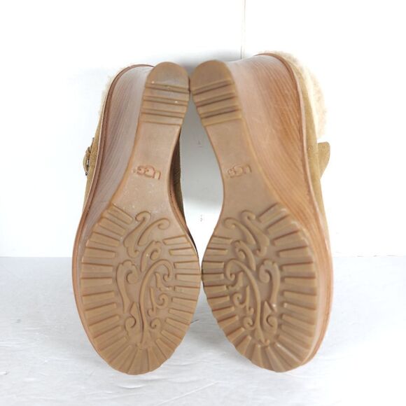 UGG Women's Anais US9 Chestnut Suede Sheepskin Wedge Shearling Boots Booties - Picture 14 of 14